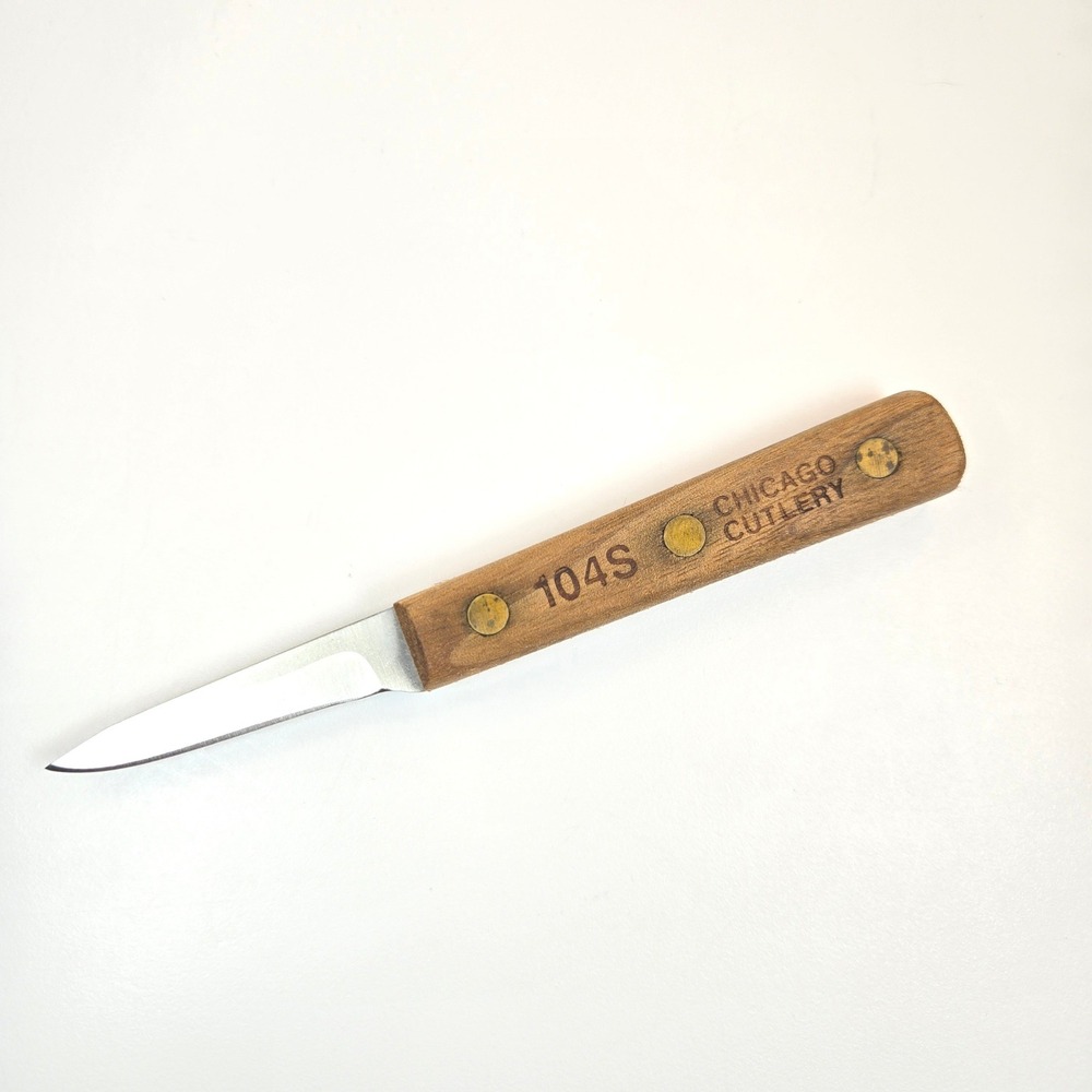 Chicago Cutlery 104S Paring Knife Walnut Wood Handle Brass Rivets Full Tang USA